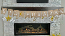 Load image into Gallery viewer, Eid Mubarak Burlap Banner with 14 Stars