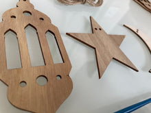 Load image into Gallery viewer, Paint Your Own Lantern Star Moon Banner |  Wood Ramadan Eid Banner

